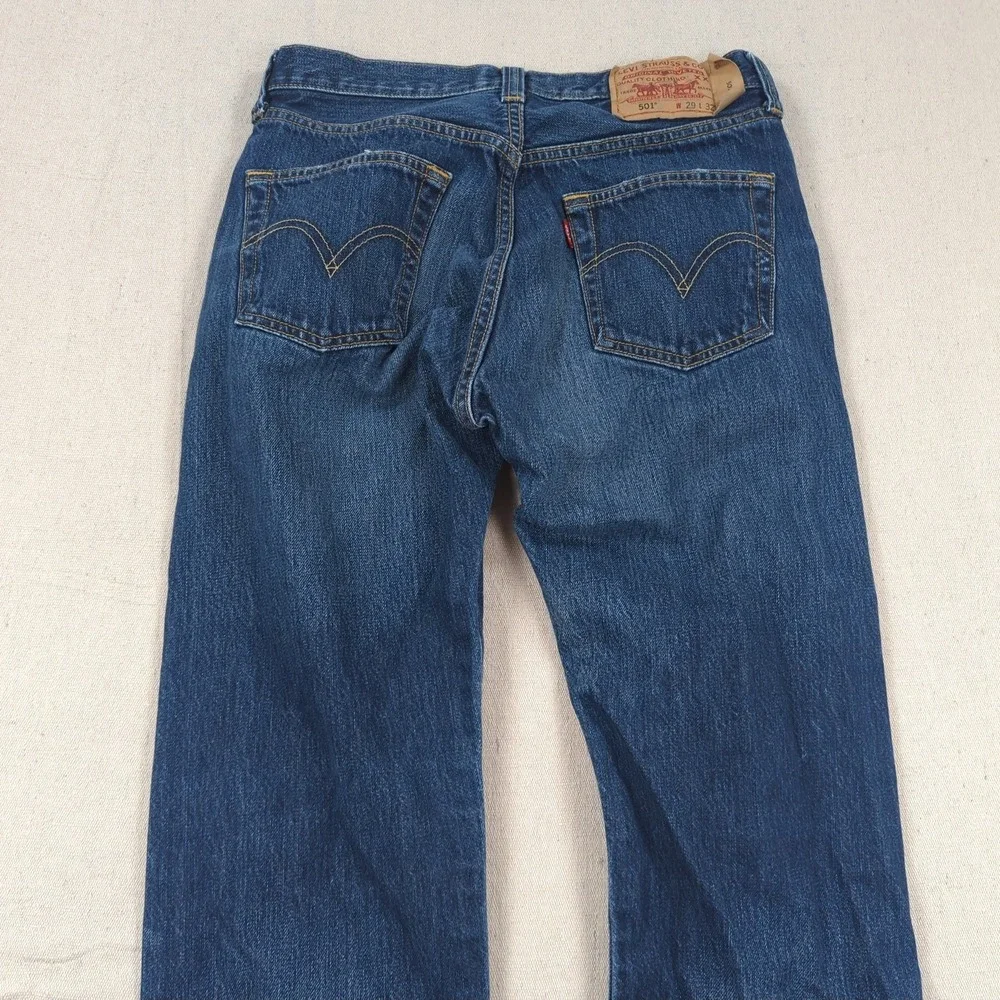 Levis 501 Jeans Mens 29x32 Blue Button Fly Classic American Casual Western
